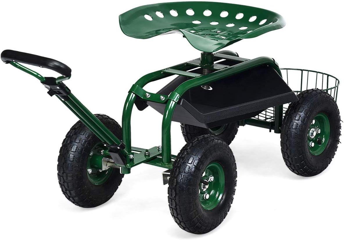 Kursi Dorong Taman dengan Roda - Gardening Tools Basket ulasan dan harga